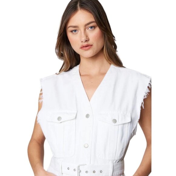 Blank NYC Womens Size S White 'Head in the Clouds' Sleeveless Belted Romper - Picture 4 of 10